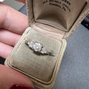 14k yellow gold antique genuine diamond engagement ring